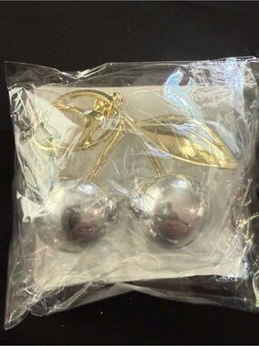 Gold Leaf Silver Cherry Decorative bag charm